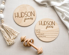 Load image into Gallery viewer, Personalized Baby Wood Announcement Sign
