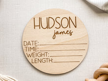 Load image into Gallery viewer, Personalized Baby Wood Announcement Sign
