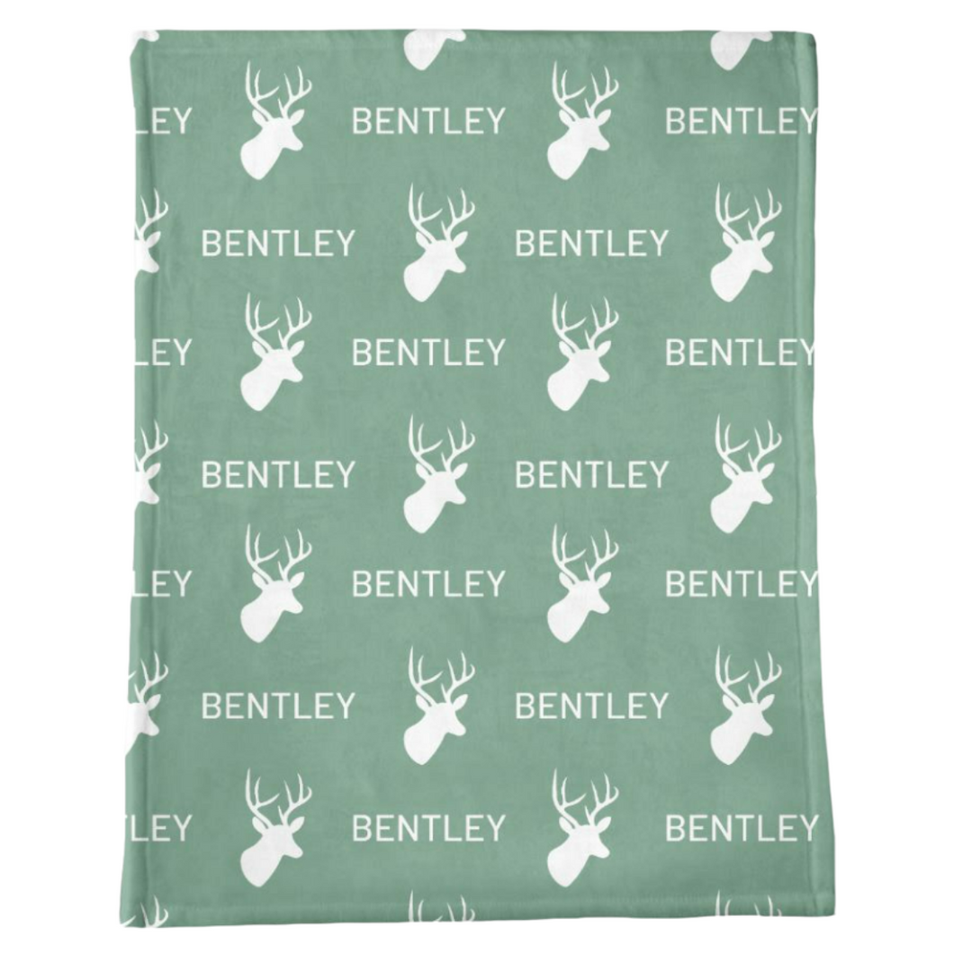 Personalized Plush Minky Blanket - Deer